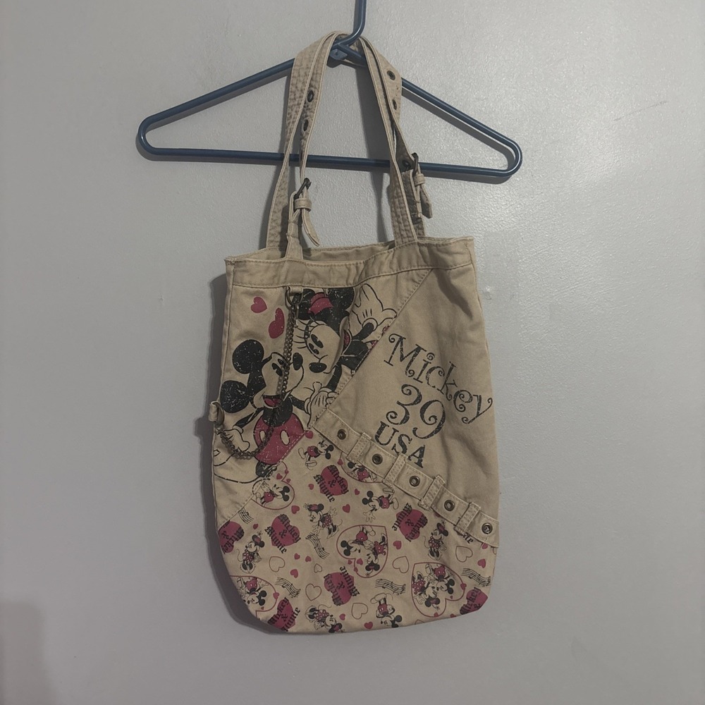 MICKEY/MINNIE MOUSE 39 USA CANVAS‎ TOTE W/ 2 ADJ. STRAPS  Bag Chain
